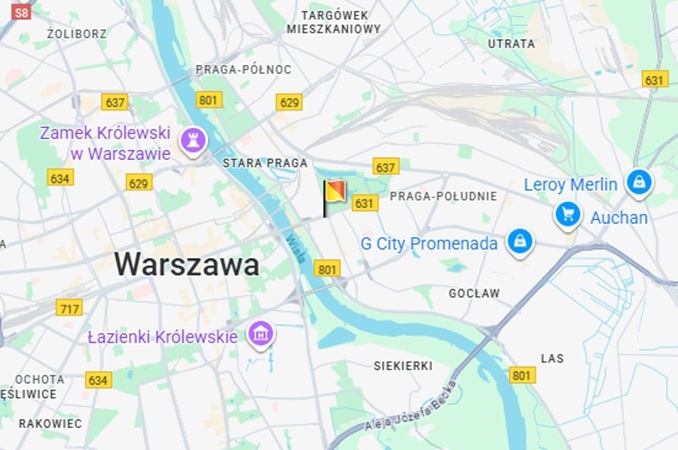 Mapa Google z zaznaczoną siedzibą Reakcji