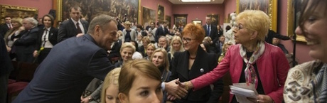 Dziennikarze na urodzinach Nowaka