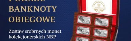 Zestaw srebrnych monet kolekcjonerskich NBP „Polskie banknoty obiegowe”