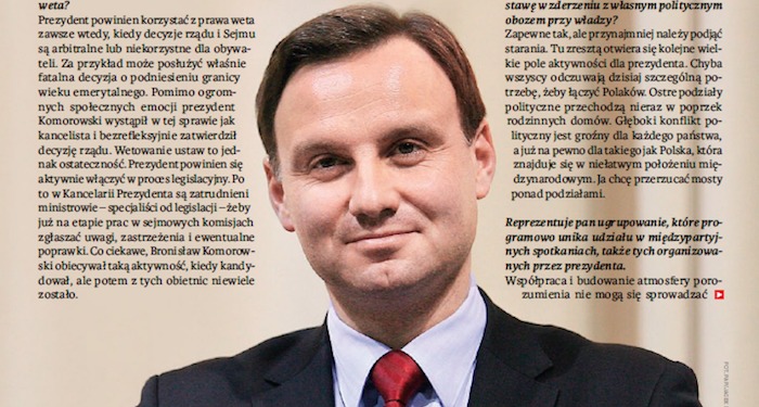 Andrzej Duda we „wSieci”: Takim będę prezydentem