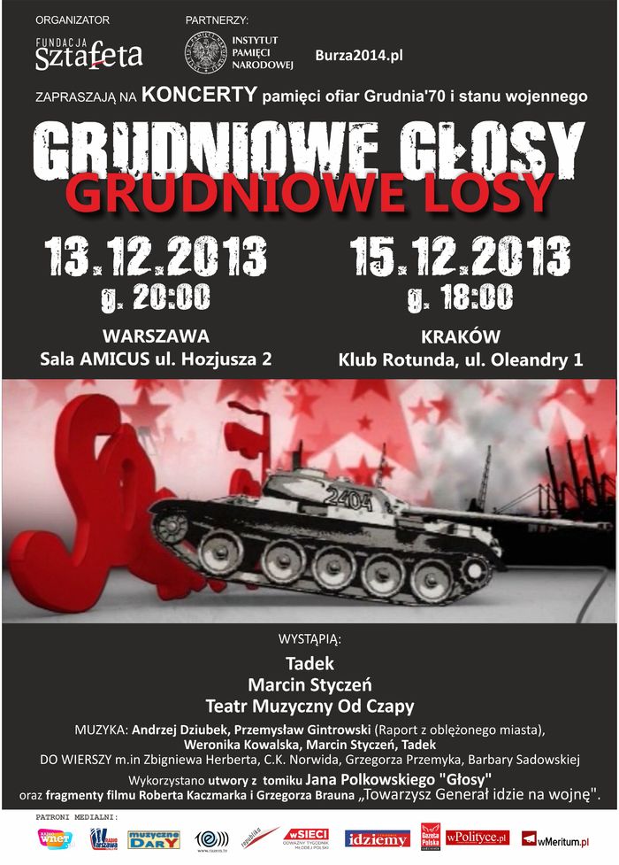 Koncerty pt. „Grudniowe głosy, grudniowe losy” Koncerty pt. „Grudniowe głosy, grudniowe losy”